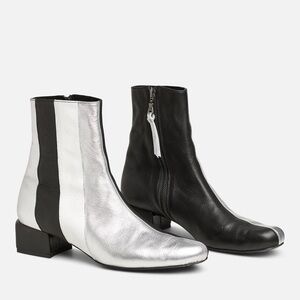 Modern Vice Striped Bowie Tall Ankle Boot in Silver White Black Size 40 US 10
